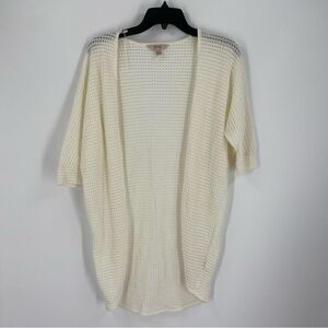 Decree Cream Open-Front Textured Short Sleeve Cardigan size XS